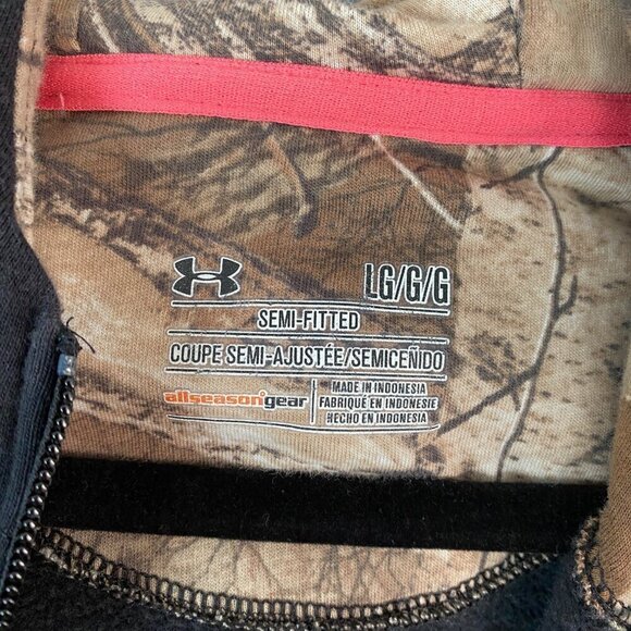 Under Armour Semi-Fitted Zip Up Hoodie Jacket Mens Large Black and Camo - Picture 6 of 10